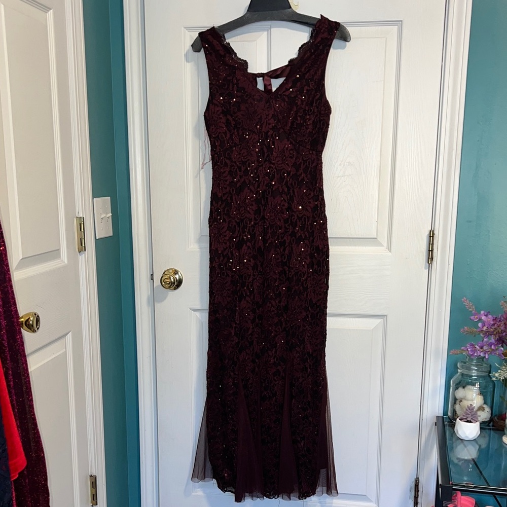 Candie's Deep Red Lace Prom Dress